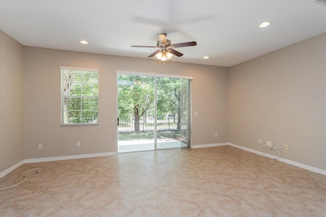 5072 Cypress Branch Pt, Oviedo, FL 32765 - empty room featuring a ceiling fan, recessed lighting, and light tile patterned flooring