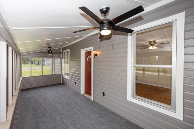 19402 E 5th St, Umatilla, FL 32784 - unfurnished sunroom with a ceiling fan and lofted ceiling