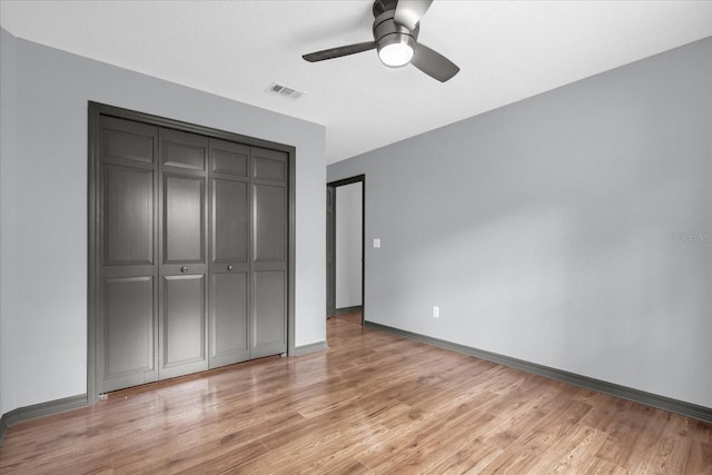 1237 Erik Ct, Altamonte Springs, FL 32714 - unfurnished bedroom featuring light wood-type flooring, a closet, and ceiling fan