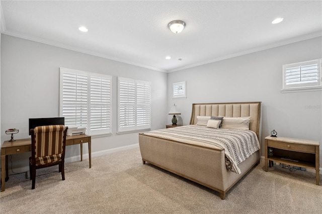 16415 Good Hearth Blvd, Clermont, FL 34711 - carpeted bedroom featuring ornamental molding, multiple windows, recessed lighting, and a desk