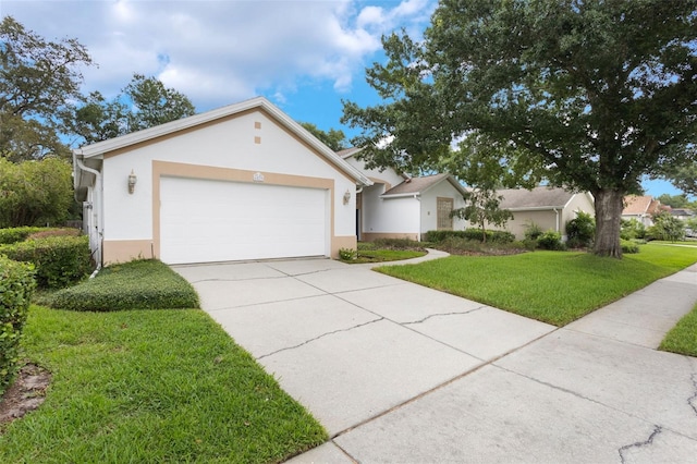 6029 Falconbridge Pl, Mount Dora, FL 32757 - single story home featuring stucco siding, concrete driveway, an attached garage, and a front lawn