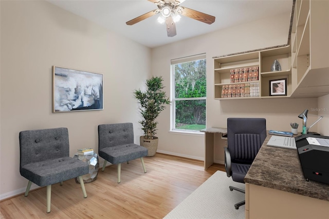 6029 Falconbridge Pl, Mount Dora, FL 32757 - office area featuring light wood finished floors and ceiling fan