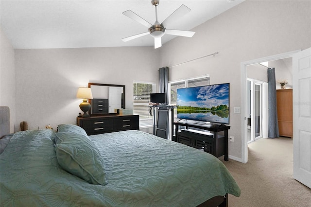 224 Highgate Park Blvd, Davenport, FL 33897 - bedroom with vaulted ceiling, carpet, and ceiling fan