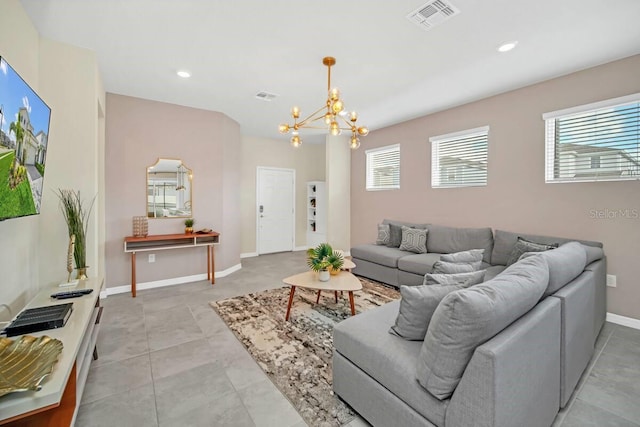 3448 Lilac Way, Davenport, FL 33897 - living area with a chandelier, recessed lighting, and light tile patterned floors