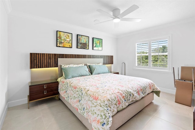 7905 Chad Ct, Orlando, FL 32835 - bedroom featuring crown molding, light tile patterned floors, and ceiling fan
