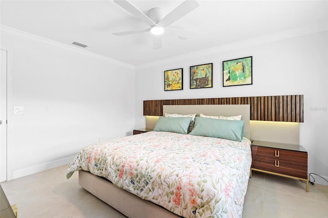 7905 Chad Ct, Orlando, FL 32835 - tiled bedroom with ornamental molding and a ceiling fan