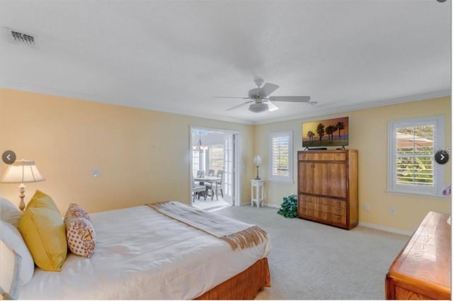 7905 Chad Ct, Orlando, FL 32835 - bedroom with carpet, crown molding, and ceiling fan