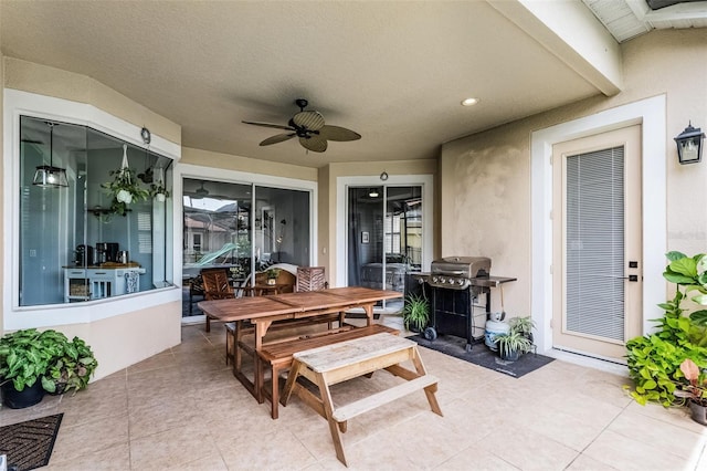 11337 Via Andiamo, Windermere, FL 34786 - view of patio with ceiling fan, outdoor dining area, and grilling area