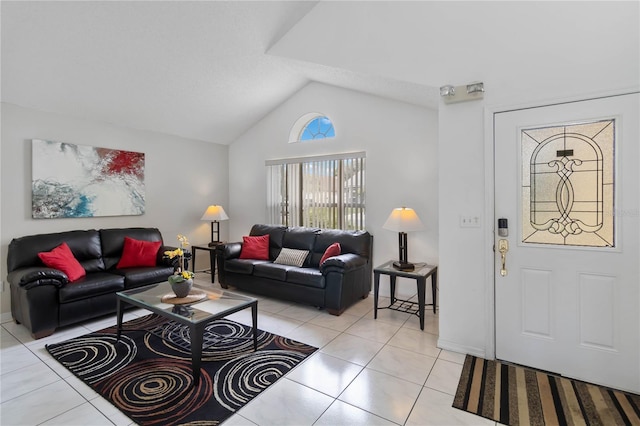 2979 Viscount Cir, Kissimmee, FL 34747 - living area with light tile patterned flooring and high vaulted ceiling