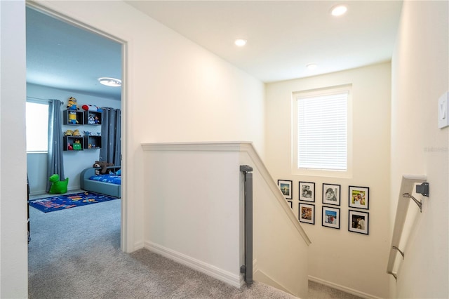 2813 Sanctuary Dr, Clermont, FL 34714 - stairway featuring carpet and recessed lighting