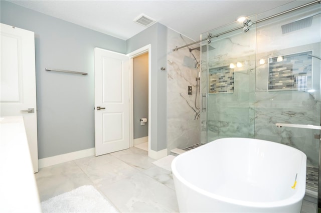 2813 Sanctuary Dr, Clermont, FL 34714 - full bath featuring a freestanding tub, a marble finish shower, and marble finish floors