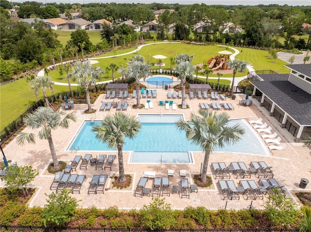 2813 Sanctuary Dr, Clermont, FL 34714 - aerial view of a pool and a local golf course