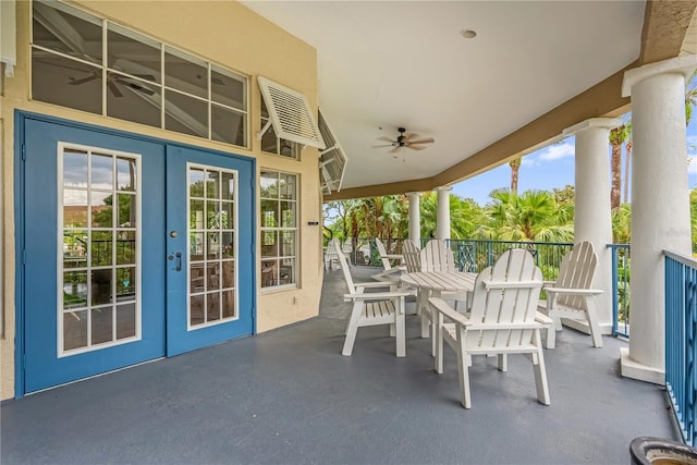 7350 Westpointe Blvd Unit 215, Orlando, FL 32835 - view of patio with french doors and ceiling fan