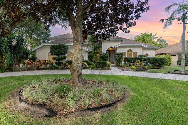 2317 Warren Woods Dr, Orlando, FL 32835 - view of front of property featuring a front yard, stucco siding, and curved driveway