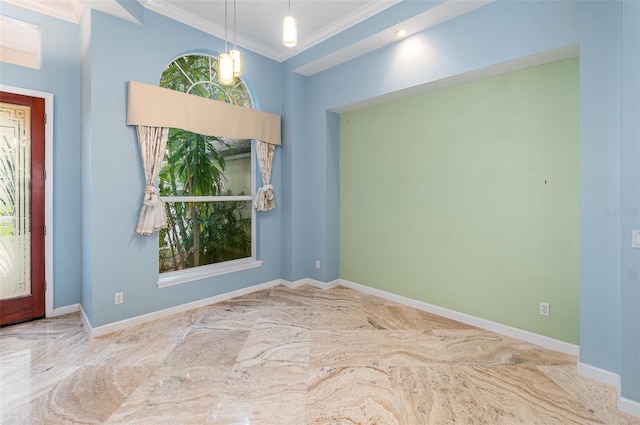 2317 Warren Woods Dr, Orlando, FL 32835 - unfurnished room featuring marble tiled floors and ornamental molding