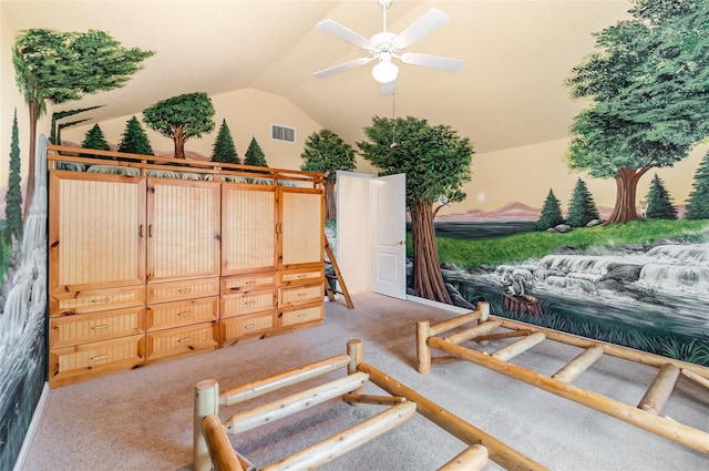 2317 Warren Woods Dr, Orlando, FL 32835 - carpeted bedroom featuring lofted ceiling and ceiling fan