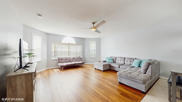 3151 Britannia Blvd Unit A, Kissimmee, FL 34747 - living area featuring a ceiling fan, light wood-style floors, and a textured ceiling
