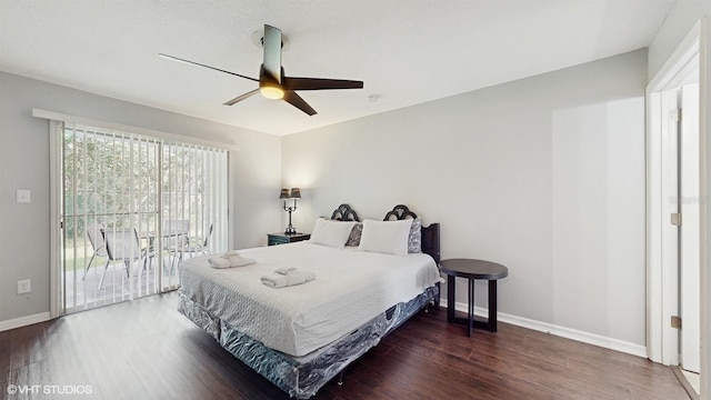 3151 Britannia Blvd Unit A, Kissimmee, FL 34747 - bedroom with access to outside, wood finished floors, and a ceiling fan