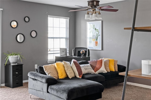 4027 Pemberly Pines Cir, Saint Cloud, FL 34769 - carpeted living area featuring a ceiling fan and baseboards