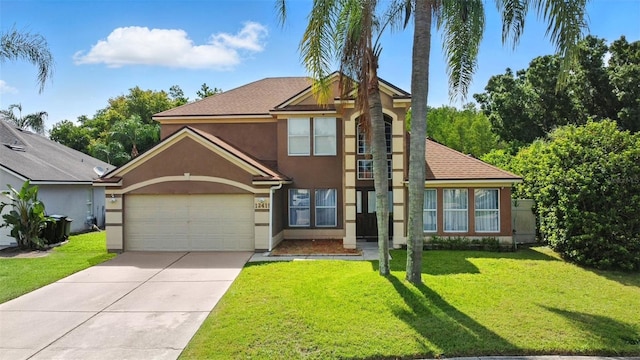 12419 Sion Ct, Orlando, FL 32824 - traditional-style house featuring stucco siding, concrete driveway, a front yard, and a garage