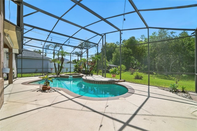 12419 Sion Ct, Orlando, FL 32824 - view of pool with a pool with connected hot tub, a patio, and a lanai