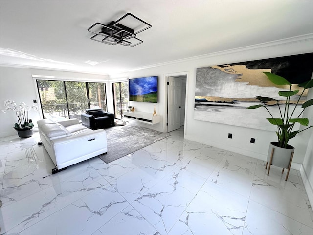 6258 Masters Blvd Unit C204, Orlando, FL 32819 - living area with crown molding and marble finish floors