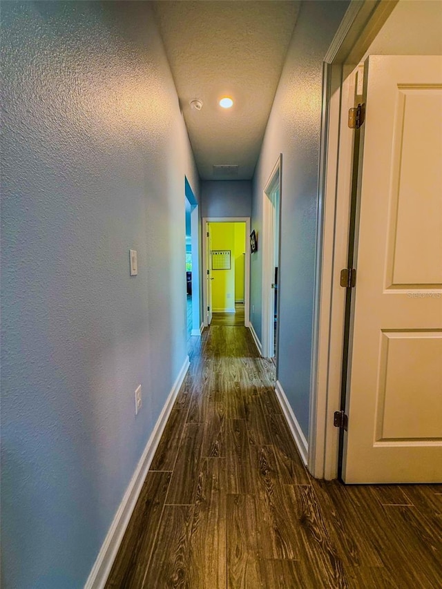 1047 Oak Bluff Dr, Davenport, FL 33837 - hall featuring wood finished floors, a textured ceiling, and a textured wall