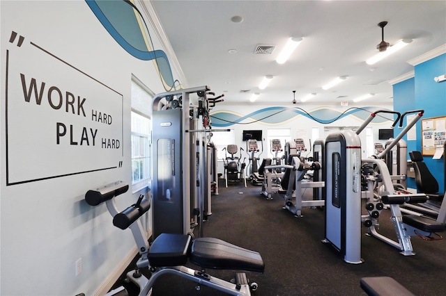 4080 Safflower Ter, Oviedo, FL 32766 - workout area with ornamental molding and plenty of natural light