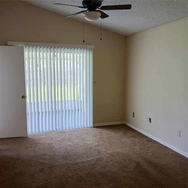 289 White Marsh Cir, Orlando, FL 32824 - spare room featuring ceiling fan, carpet flooring, a textured ceiling, and lofted ceiling