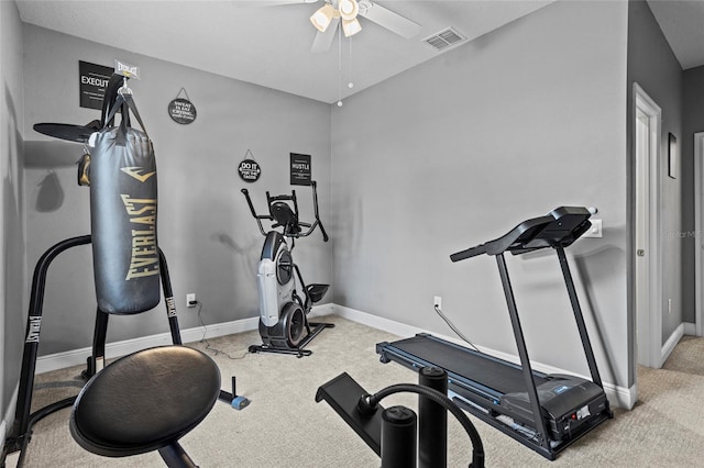 3336 Jackson Bluff Way, Clermont, FL 34711 - exercise area with carpet floors and a ceiling fan