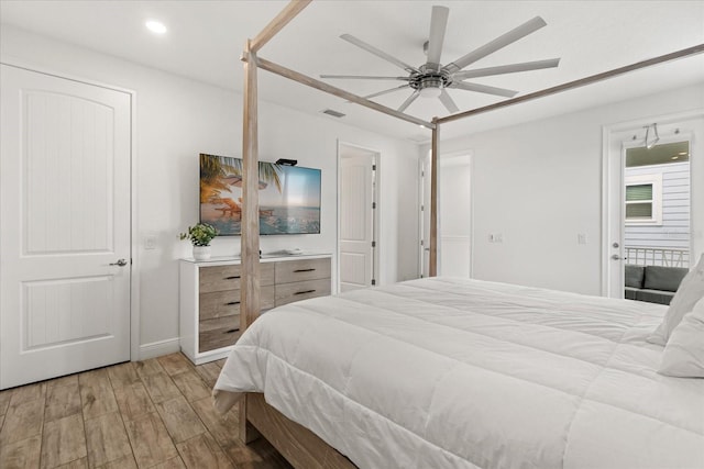 8017 Sandy Toes Way, Kissimmee, FL 34747 - bedroom featuring light wood finished floors, recessed lighting, and ceiling fan