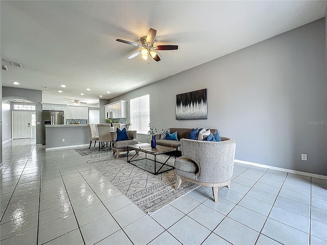 5754 Magnolia Bloom Ter, Oviedo, FL 32765 - living area with ceiling fan, light tile patterned floors, and recessed lighting