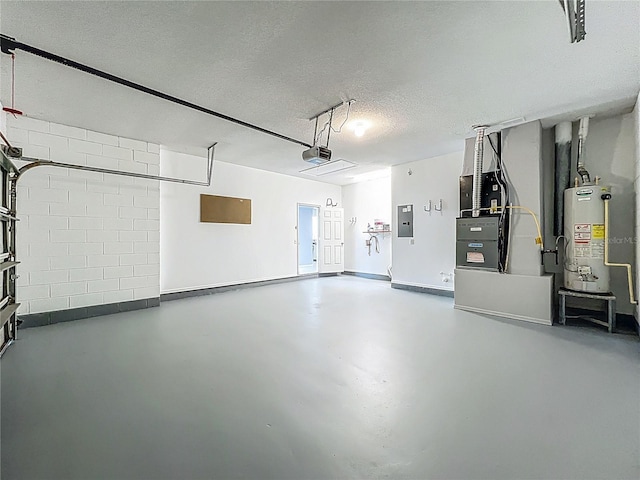 5754 Magnolia Bloom Ter, Oviedo, FL 32765 - garage with gas water heater, electric panel, a garage door opener, concrete block wall, and heating unit