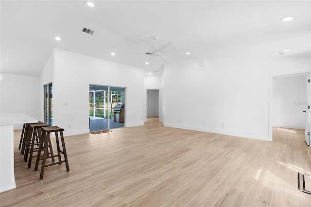7450 Franzino Ave, North Port, FL 34291 - living room featuring recessed lighting, light wood finished floors, and ceiling fan