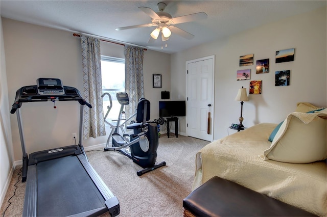 1624 Bear Crossing Cir, Apopka, FL 32703 - workout room with a ceiling fan and carpet