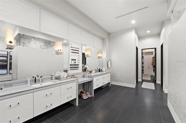 12264 Montalcino Cir, Windermere, FL 34786 - bathroom with vanity, recessed lighting, and tile patterned floors