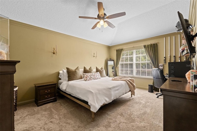 962 Ashworth Overlook Dr Unit C, Apopka, FL 32712 - bedroom featuring lofted ceiling, carpet floors, a desk, a textured ceiling, and a ceiling fan