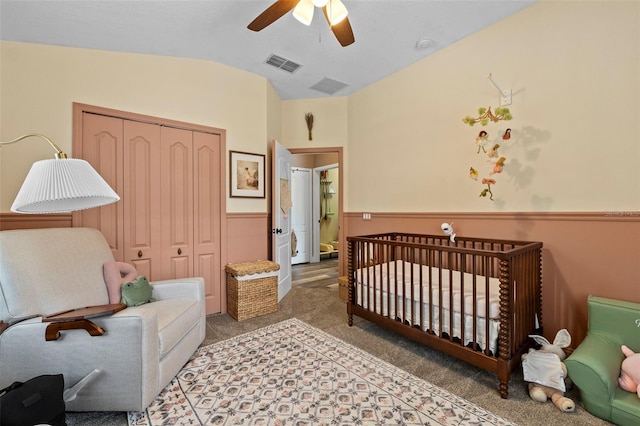 962 Ashworth Overlook Dr Unit C, Apopka, FL 32712 - bedroom featuring carpet floors, a closet, ceiling fan, and a nursery area