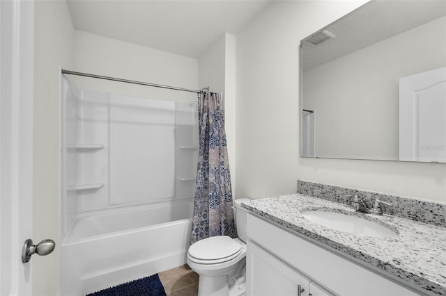 1850 Walnut Creek Dr, Kissimmee, FL 34744 - bathroom with vanity, tile patterned flooring, and shower / bathtub combination with curtain