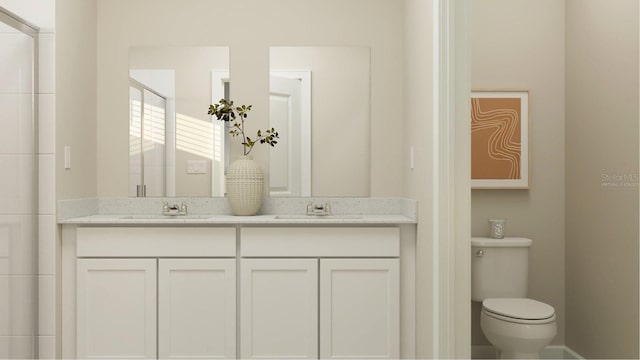 2661 Skyline Loop, Kissimmee, FL 34758 - bathroom featuring double vanity and a shower with door