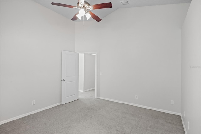 3388 Cypress Point Cir, Saint Cloud, FL 34772 - carpeted empty room featuring lofted ceiling and ceiling fan