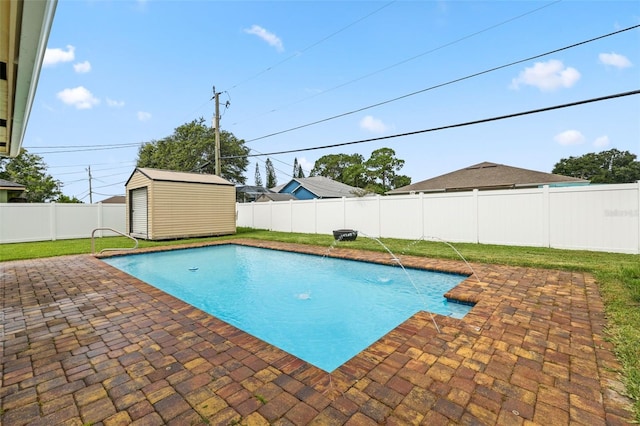 2912 SW Savona Blvd, Port St Lucie, FL 34953 - view of pool with a patio area, a fenced backyard, and a storage shed