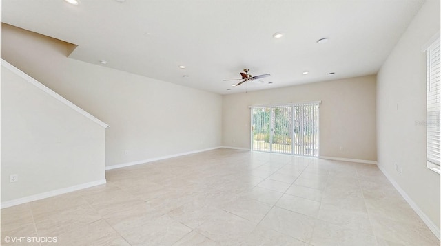 4501 Sparkling Shell Ave, Kissimmee, FL 34746 - empty room featuring a ceiling fan, recessed lighting, and light tile patterned flooring