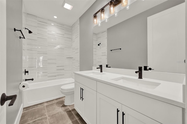 7412 Estuary Lake Loop, Celebration, FL 34747 - full bathroom featuring double vanity, washtub / shower combination, and recessed lighting