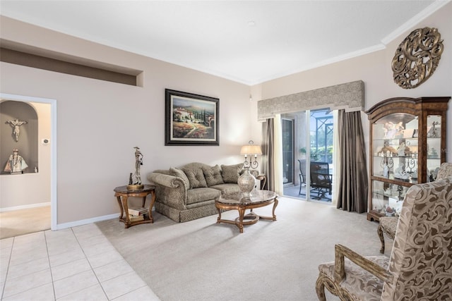 1331 Marble Crest Way, Winter Garden, FL 34787 - carpeted living area featuring crown molding and tile patterned floors