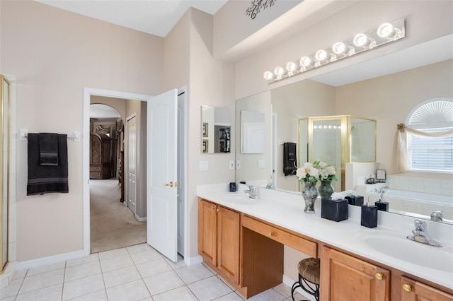 1331 Marble Crest Way, Winter Garden, FL 34787 - full bath featuring a stall shower, double vanity, a bath, and tile patterned floors