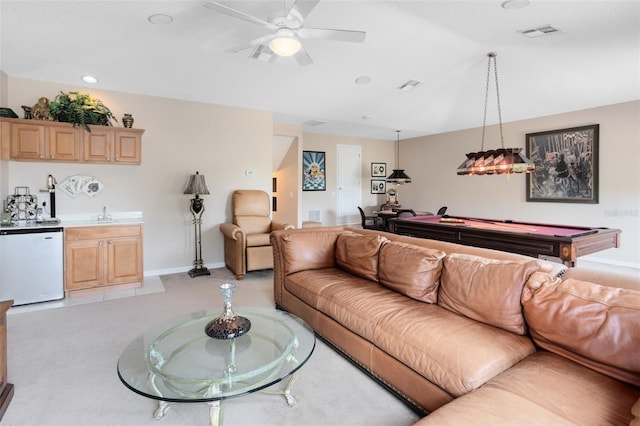 1331 Marble Crest Way, Winter Garden, FL 34787 - living area with billiards, wet bar, and a ceiling fan