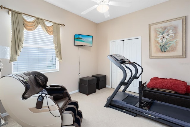 1331 Marble Crest Way, Winter Garden, FL 34787 - workout area with carpet floors and ceiling fan