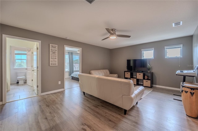4024 Blazewater Ct, Eustis, FL 32736 - living area with healthy amount of natural light, light wood-style floors, and ceiling fan