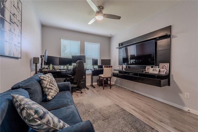 4024 Blazewater Ct, Eustis, FL 32736 - home office with wood finished floors and ceiling fan
